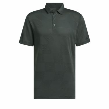 アディダス adidas　メンズ ロゴプリント ジャカードニット 半袖 ポロシャツ KOW01　2024年モデル ブラック（IS8874）