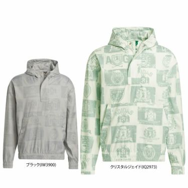 アディダス adidas　メンズ GO-TO 総柄 グラフィックプリント 長袖 フード付き ハーフジップ プルオーバー ジャケット KOW07　2024年モデル 詳細1