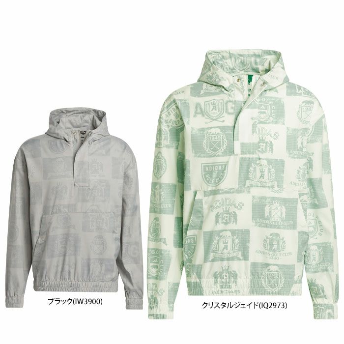 アディダス adidas　メンズ GO-TO 総柄 グラフィックプリント 長袖 フード付き ハーフジップ プルオーバー ジャケット KOW07　2024年モデル 詳細1