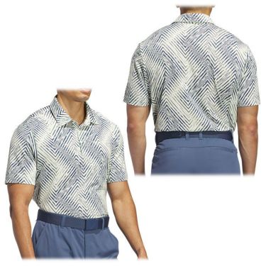 アディダス adidas　メンズ 総柄プリント ヘリンボーン 半袖 ポロシャツ KOW34　2024年モデル 詳細2