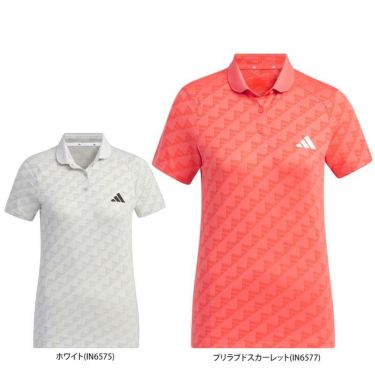 アディダス adidas　レディース ロゴジャガード 総柄 半袖 ポロシャツ IKJ72　2024年モデル 詳細1