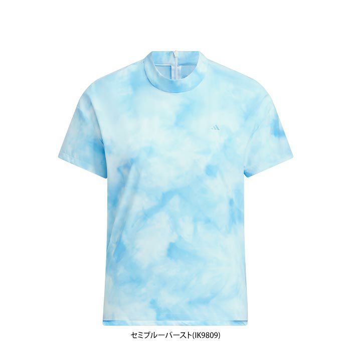 アディダス adidas　レディース ダイタイプリント ゴルフモチーフ刺繍 半袖 背面ファスナー モックネックシャツ IKK57　2024年モデル 詳細1