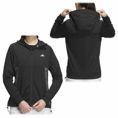 アディダス adidas　レディース UVケア 生地切替 ストレッチ 長袖 フルジップ フーディー IKK63　2024年モデル 詳細2
