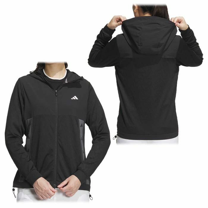 アディダス adidas　レディース UVケア 生地切替 ストレッチ 長袖 フルジップ フーディー IKK63　2024年モデル 詳細2