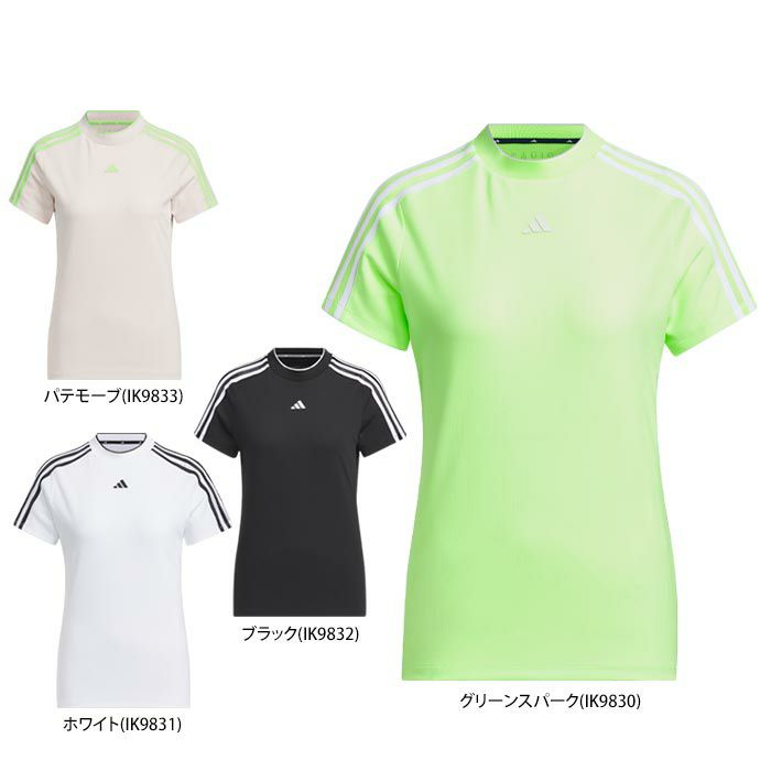 アディダス adidas　レディース スリーストライプス メッシュ 半袖 モックネックシャツ IKK64　2024年モデル