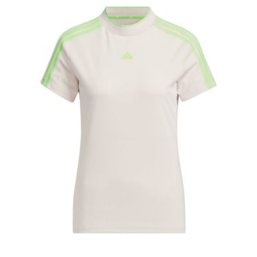 アディダス adidas　レディース スリーストライプス メッシュ 半袖 モックネックシャツ IKK64　2024年モデル パテモーブ（IK9833）