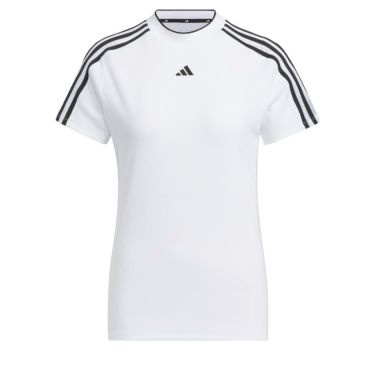 アディダス adidas　レディース スリーストライプス メッシュ 半袖 モックネックシャツ IKK64　2024年モデル ホワイト（IK9831）