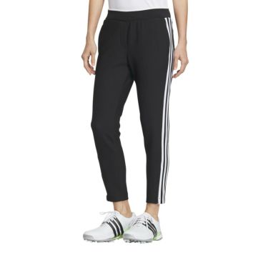 アディダス adidas　レディース スリーストライプス メッシュ切替 ストレッチ アンクルパンツ IKK50　2024年モデル ブラック（IK9790）