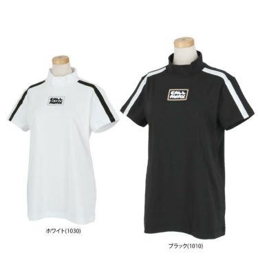キャロウェイ Callaway　レディース サイドライン ストレッチ 天竺 ボックスロゴプリント 半袖 モックネックシャツ C24134202　2024年モデル 詳細1