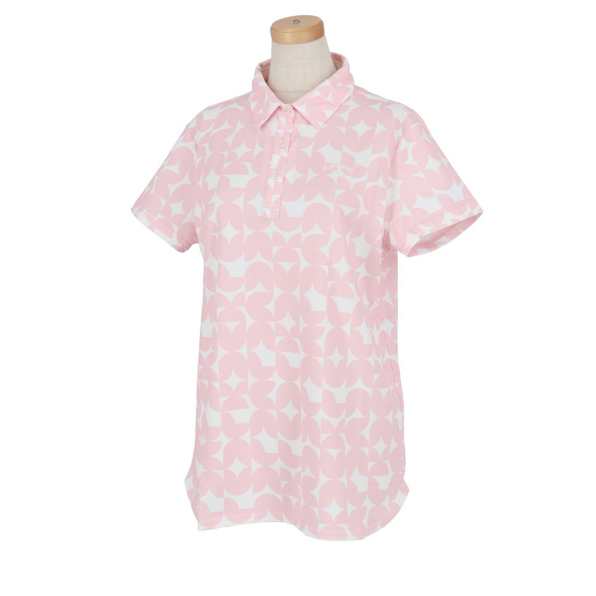 キャロウェイ Callaway　レディース 幾何学柄 鹿の子 半袖 ポロシャツ C24134204　2024年モデル ピンク（1091）