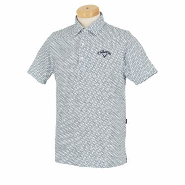 キャロウェイ Callaway　メンズ CGロゴ 総柄 鹿の子 半袖 ポロシャツ C24134111　2024年モデル ホワイト（1030）