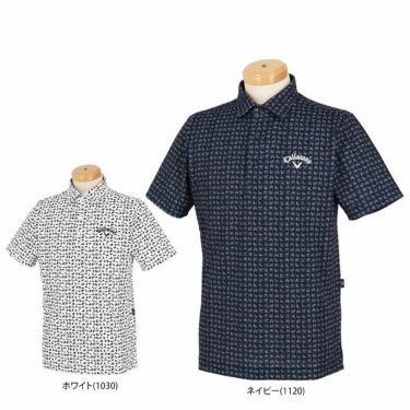 キャロウェイ Callaway　メンズ ミニ幾何学柄 鹿の子 半袖 ポロシャツ C24134113　2024年モデル 詳細1