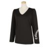 キャロウェイ Callaway　レディース ロゴプリント クールコア 天竺 ストレッチ 長袖 Vネック インナーシャツ C24932201　2024年モデル ブラック（1010）