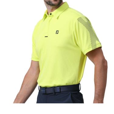 フットジョイ FootJoy　メンズ ロゴデザイン エックスプリント 生地切替 半袖 ポロシャツ FJ-S24-S01　2024年モデル Eプリムローズ（81793）