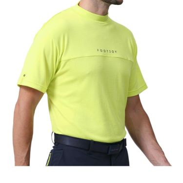 フットジョイ FootJoy　メンズ ロゴプリント エックスブロック 生地切替 ストレッチ 半袖 モックネックシャツ FJ-S24-S04　2024年モデル Eプリムローズ（81797）