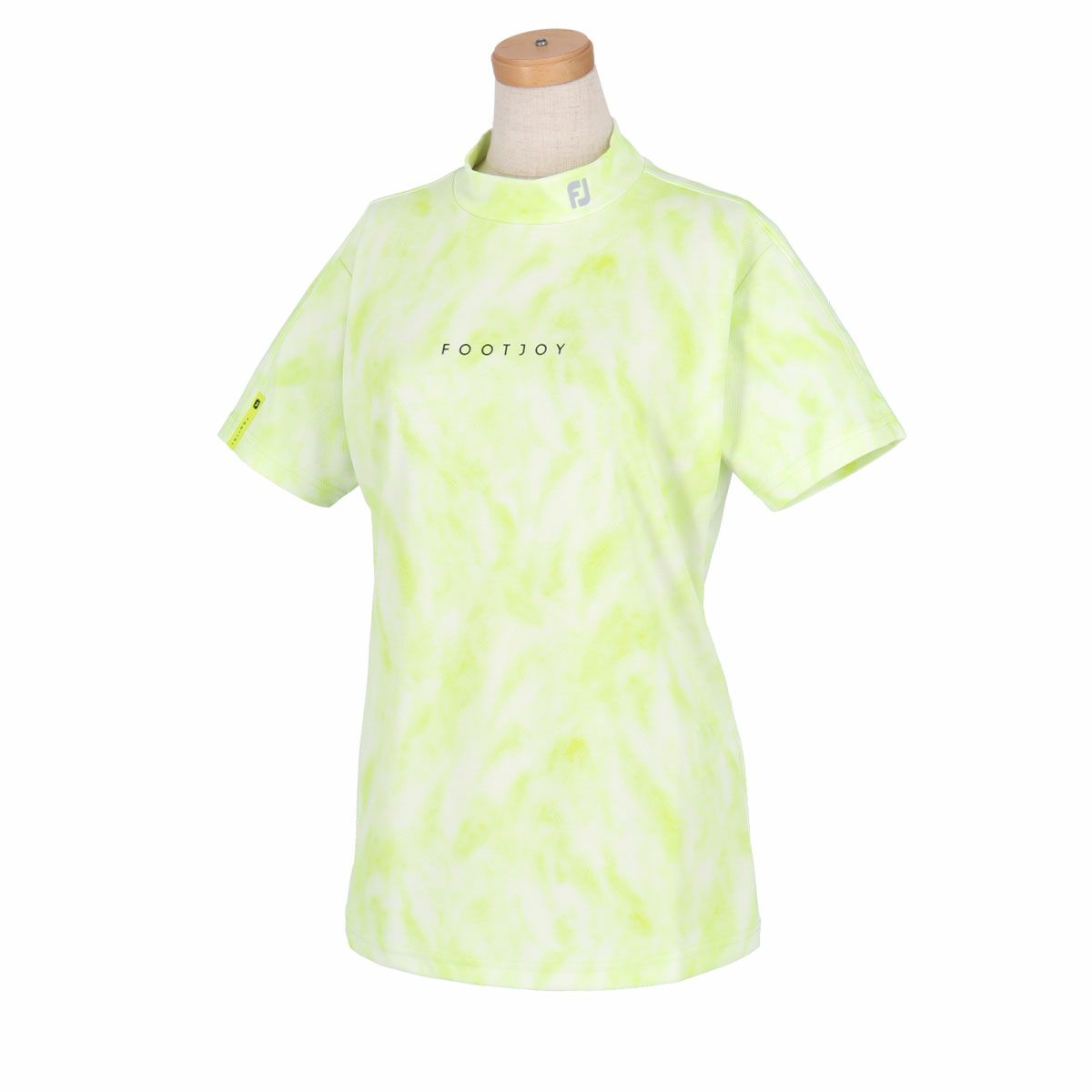 フットジョイ FootJoy　レディース ロゴプリント タイダイ柄 ストレッチ 半袖 モックネックシャツ FJW-S24-S01　2024年モデル Eプリムローズ（81912）