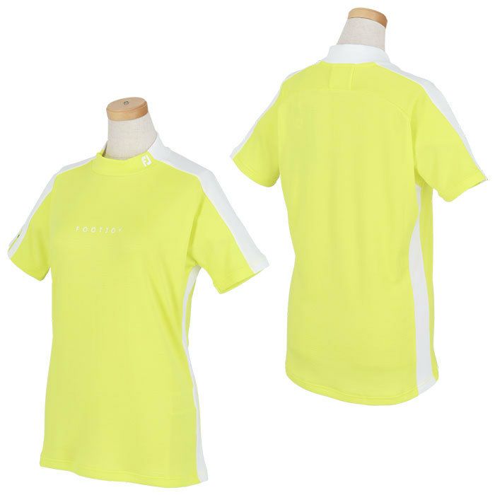 フットジョイ FootJoy　レディース ロゴプリント カラーブロック ストレッチ 半袖 モックネックシャツ FJW-S24-S03　2024年モデル 詳細2