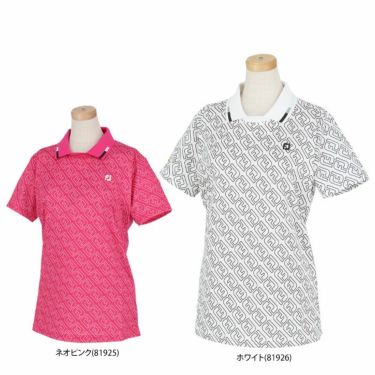 フットジョイ FootJoy　レディース ロゴデザイン 総柄プリント ストレッチ 半袖 スキッパーカラー シャツ FJW-S24-S04　2024年モデル 詳細1