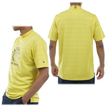 トミー ヒルフィガー ゴルフ　メンズ ロゴプリント ボーダー ジャカード ストレッチ 半袖 モックネックシャツ THMA437　2024年モデル 詳細2