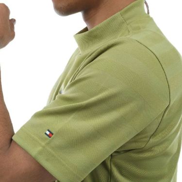 トミー ヒルフィガー ゴルフ　メンズ ロゴプリント ボーダー ジャカード ストレッチ 半袖 モックネックシャツ THMA437　2024年モデル 詳細4