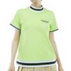 トミー ヒルフィガー ゴルフ　レディース ロゴプリント トリコット ライン使い ストレッチ 半袖 モックネックシャツ THLA419　2024年モデル ライトグリーン（68）