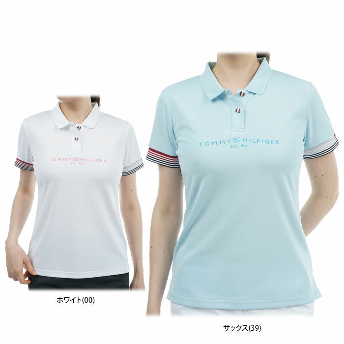 トミー ヒルフィガー ゴルフ　レディース ロゴデザイン トリコロールカラー 半袖 ポロシャツ THLA429　2024年モデル 詳細1