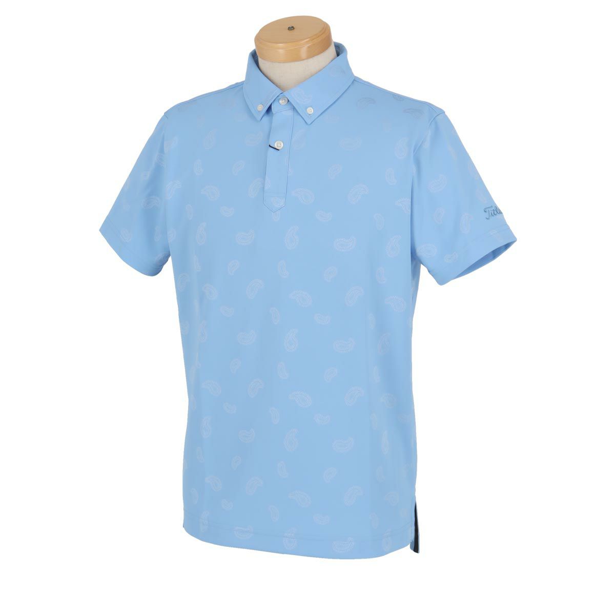 タイトリスト Titleist　メンズ ロゴ刺繍 ペイズリージャカード 半袖 ボタンダウン ポロシャツ TLPMS120J　2024年モデル スカイ（61）