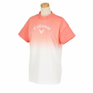 キャロウェイ Callaway　レディース 鹿の子 グラデーションプリント ストレッチ 半袖 モックネックシャツ C24134215　2024年モデル ピンク（1092）