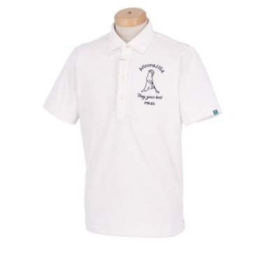 ピン PING　メンズ Mr.PING ロゴ刺繍 半袖 ポロシャツ 621-4160201　2024年モデル ホワイト（030）