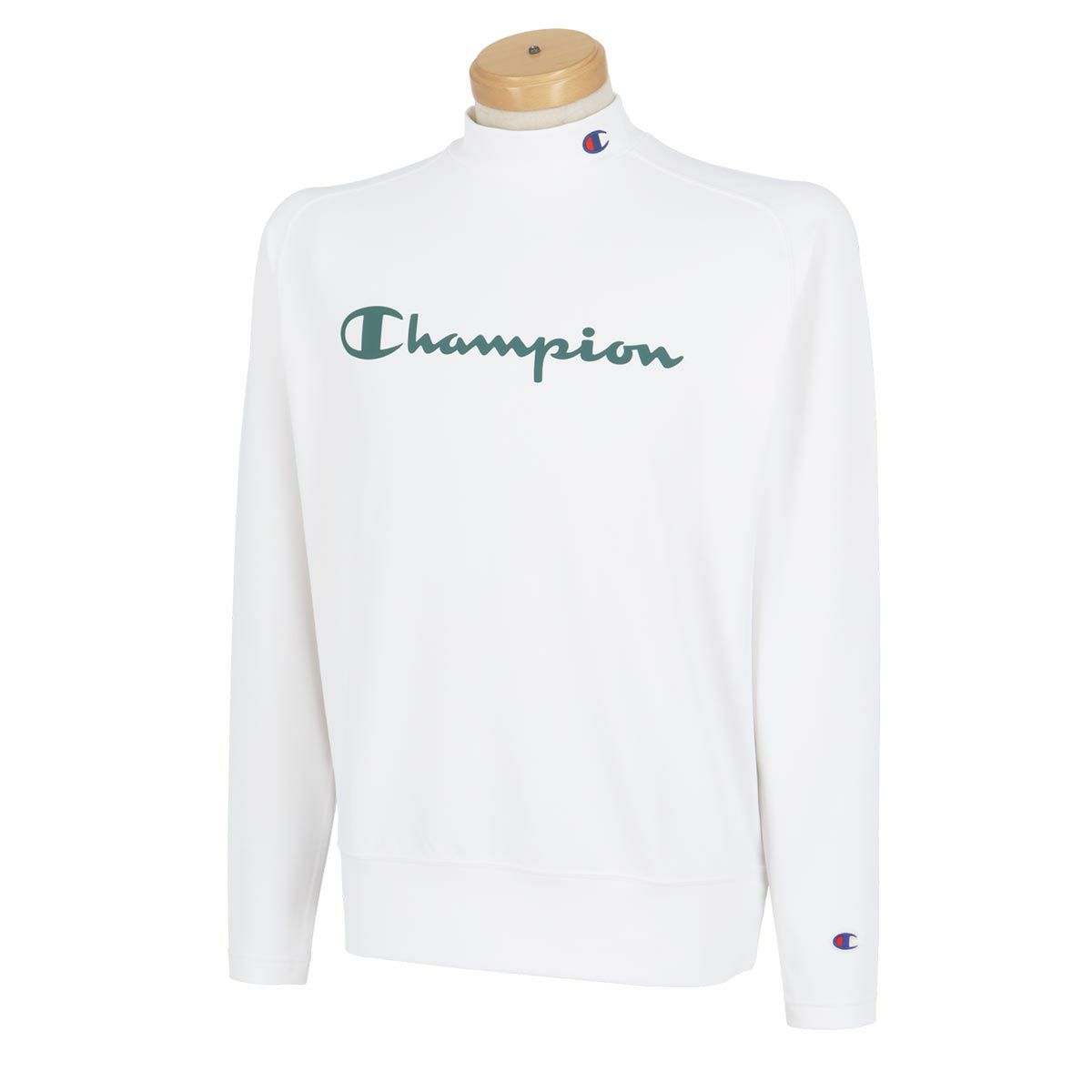 チャンピオンゴルフ ChampionGOLF　メンズ ロゴプリント UVカット ジャージー素材 長袖 モックネックシャツ C3-ZG402　2024年モデル ホワイト（010）