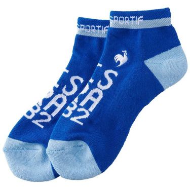 ルコック Le coq sportif　レディース ロゴジャカード 配色ライン アンクルソックス QGCXJB03 BL00 ブルー　2024年モデル ブルー（BL00）