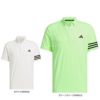 アディダス adidas　メンズ スリーストライプス メッシュ切替 ストレッチ 半袖 ボタンダウン ポロシャツ IKK68　2024年モデル
