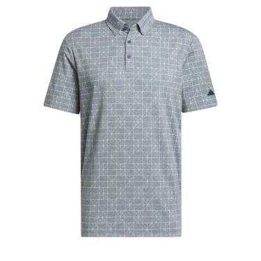 アディダス adidas　メンズ GO-TO 杢調 ストレッチ 総柄 半袖 ボタンダウン ポロシャツ KOW10　2024年モデル プリラブドインク（IU4425）