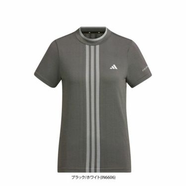 アディダス adidas　レディース ULTIMATE365 スリーストライプス ジャカード ストレッチ 半袖 モックネックシャツ IKJ61　2024年モデル 詳細1