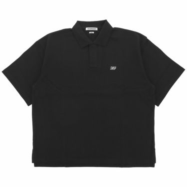ザ スウィンガー THE SWINGGGR　メンズ 鹿の子 ロゴ刺繍 半袖 ポロシャツ 0124-SWG-CT012　2024年モデル ブラック（BLK）