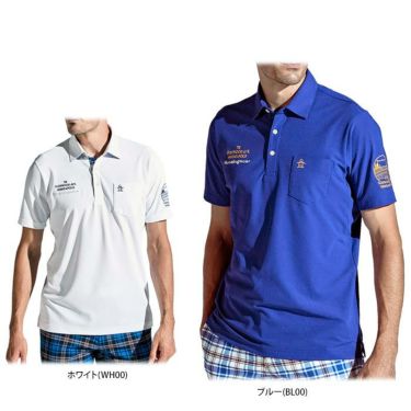マンシングウェア Munsingwear　メンズ 鹿の子 ロゴモチーフ刺繍 ストレッチ 胸ポケット付き 半袖 ポロシャツ MGMXJA17　2024年モデル 詳細1