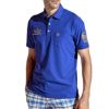 マンシングウェア Munsingwear　メンズ 鹿の子 ロゴモチーフ刺繍 ストレッチ 胸ポケット付き 半袖 ポロシャツ MGMXJA17　2024年モデル ブルー（BL00）