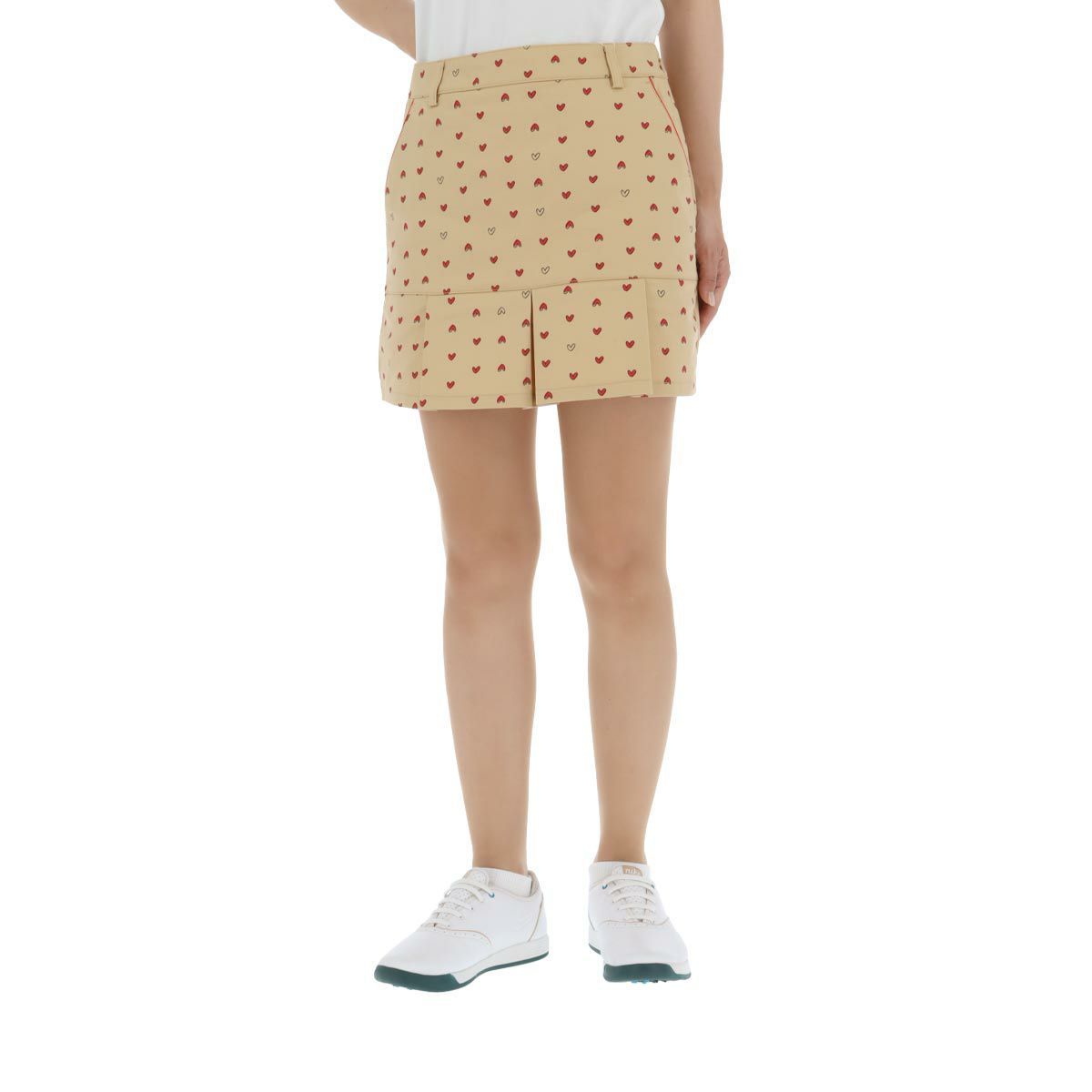 キャロウェイ Callaway　レディース ラブキャロウェイ ハートプリント 総柄 裾プリーツ スカート C24128222　2024年モデル ベージュ（1040）