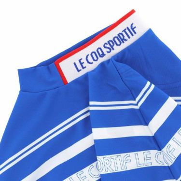 ルコック Le coq sportif　レディース ロゴジャガード ストライプ柄 ストレッチ 半袖 モックネックシャツ QGWXJA08　2024年モデル 詳細4