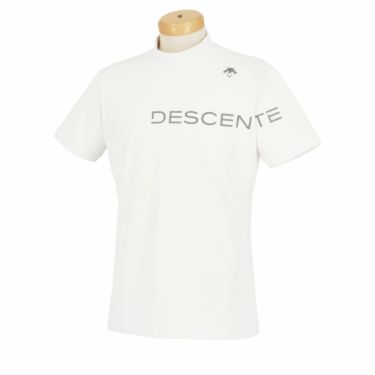 デサントゴルフ DESCENTE GOLF　メンズ クーリング ベアスムース生地 ロゴプリント UVカット 半袖 モックネックシャツ DGMXJA17　2024年モデル　ホワイト（WH00）
