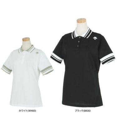 デサントゴルフ DESCENTE GOLF　レディース 配色ライン 天竺素材 UVカット 半袖 ポロシャツ DGWXJA11　2024年モデル 詳細1