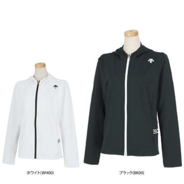 デサントゴルフ DESCENTE GOLF　レディース 背面ロゴプリント ベアスムース生地 UVカット 長袖 フルジップ フード付き ジャケット DGWXJL53　2024年モデル 詳細1