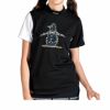 マンシングウェア Munsingwear　レディース ENVOY ペンギンプリント アシンメトリー カラーブロック 半袖 モックネックシャツ MEWXJA04　2024年モデル ブラック（BK00）