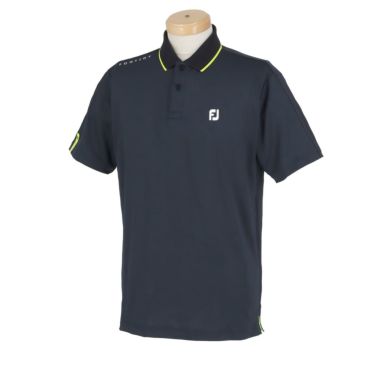 フットジョイ FootJoy　メンズ ロゴデザイン ジャガード メッシュ衿 半袖 ポロシャツ FJ-S24-S03　2024年モデル ネイビー（81817）