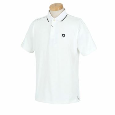 フットジョイ FootJoy　メンズ ロゴデザイン ジャガード メッシュ衿 半袖 ポロシャツ FJ-S24-S03　2024年モデル ホワイト（81818）