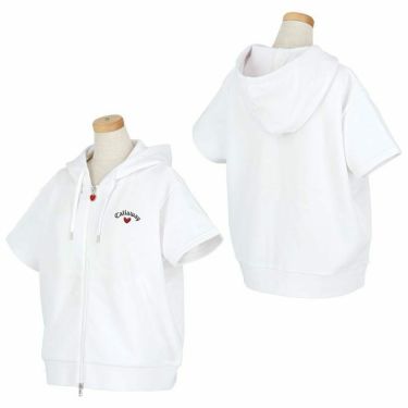 キャロウェイ Callaway　レディース ラブキャロウェイ スウェット 半袖 フルジップ パーカー C24117221　2024年モデル 詳細2