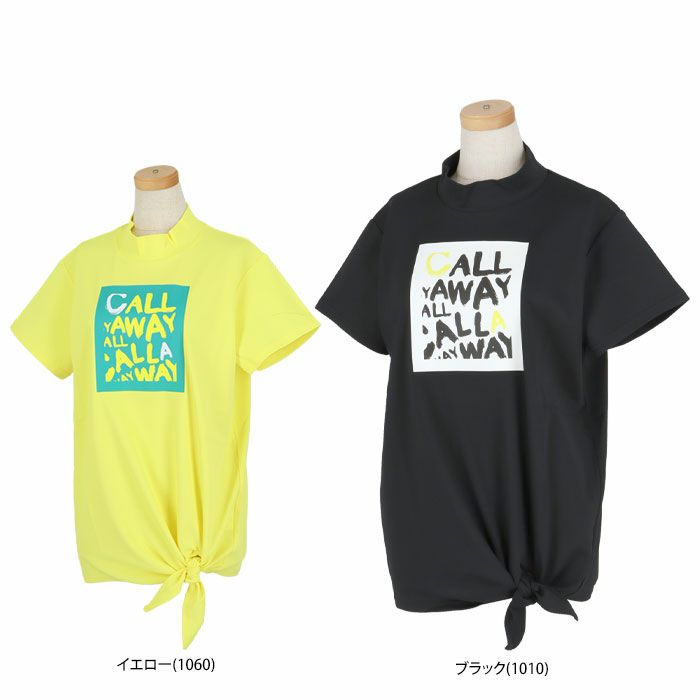 キャロウェイ Callaway　レディース 鹿の子 ロゴデザイン ストレッチ 半袖 モックネックシャツ C24134213　2024年モデル 詳細1