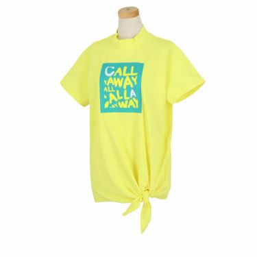 キャロウェイ Callaway　レディース 鹿の子 ロゴデザイン ストレッチ 半袖 モックネックシャツ C24134213　2024年モデル イエロー（1060）