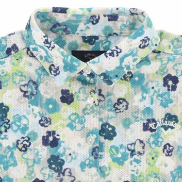 キャロウェイ Callaway　レディース 鹿の子 小花柄プリント メッシュ生地 バンドスリーブ ポロシャツ C24134217　2024年モデル 詳細3