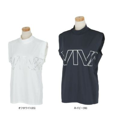 ビバハート VIVA HEART　レディース ビッグロゴプリント ノースリーブ モックネックシャツ 012-21444　2024年モデル 詳細1